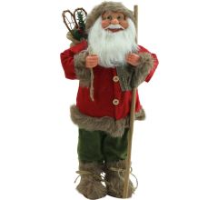 Luxe Afgewerkte Kerst Decoratie Kerstman Staand Rood/Groen 45cm
