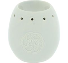 Keramische Oliebrander - Aromabrander Voor Geuroliën Of Waxmelts - Bloem - 11 x 11 x 11 cm - Grijs