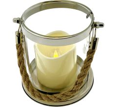 Windlicht met ledkaars - 13 x 13 x 14 cm