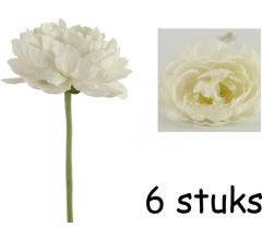 Ranonkel Novella kunstbloemen wit - 34 cm - 6 Stuks	
