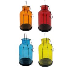 Deco Hanglantaarns glas met metalen ketting - 11 x 23 cm voor waxinelichtjes - Windlicht - Set van 