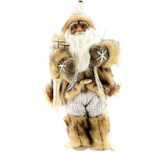 Luxe Afgewerkte Kerst Decoratie Kerstman Staand Bruin 30cm