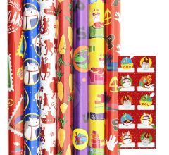 Benza Sinterklaas cadeaupapier inpakpapier - 2.5 meter x 70 cm - 5 rollen inclucief labels