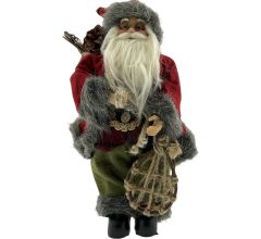 Luxe Afgewerkte Kerst Decoratie Kerstman Staand Rood/Groen 30cm