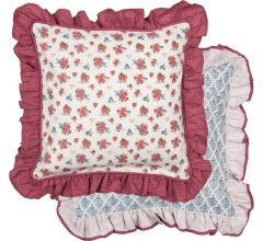 Clayre & Eef - Sierkussen hoes - Stoelkussenhoes - Katoen - 40 x 40 cm - Rozen & Vogels