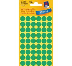 Avery Gekleurde Markeringspunten, groen, Ø 12,0 mm, permanent klevend