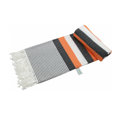 Arowell Honeycomb Banded Pestemal - Fouta - Hamamdoek - Hammamdoek - Zwart - 180 x 100 cm