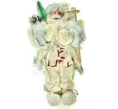 Luxe Afgewerkte Kerst Decoratie Kerstman Staand Wit 30cm