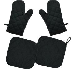 Benza Ovenwanten &amp; Pannenlappen Zwart Gevoerd en Doorgestikt Links + Rechts