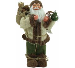 Luxe Afgewerkte Kerst Decoratie Kerstman Staand 45cm Crème/Bruin