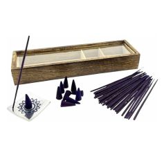 Wierook Cadeau set - 30 Wierookstokjes &amp; 10 kegels Incl. Aluminium houder - Geur Vanille