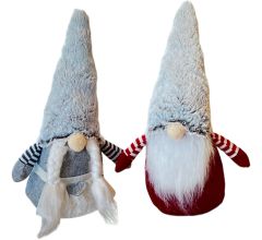 Kerst Gnome Kerst Gnoom Kerstkabouter - 22 x 6 cm - Grijs Rood - 2 Stuks