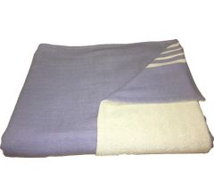 Hamamdoek dubbelzijdig Lila 90 x 160 cm 2 x 4 strepen	