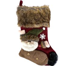 Luxe 3D XL Kerstsok - Kerstman - 23 x 46 cm - Rood