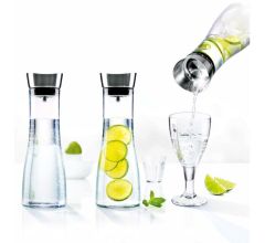 Glazen Waterfles Karaf Met Roestvrijstalen Zeef - 1 Liter - 3 Stuks