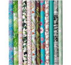 Assortiment 12 rollen cadeaupapier inpakpapier voor kinderen en volwassenen Party 200 x 46.5 cm