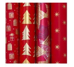 Red Passion luxe kerstpapier inpakpapier cadeaupapier - 150 x 70 cm - 5 rollen