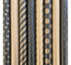 Benza Golden Art - cadeaupapier 100% Recyclet Kraft - 70 Gr/m2 - inpakpapier - 200 x 70 cm - 8 roll