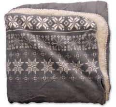 Warme Plaid Winter - Sneeuwvlok Motief - Fleece - Plaid - 130x160 cm - Grijs