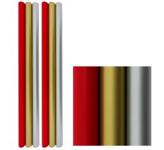 Kerstpapier Cadeaupapier voor Kerst - 80 grams Gecoat Papier - Rood Zilver Goud - 3 meter x 70 cm- 