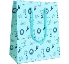 Luxe Cadeautas Met koord Kinderen - 24 x 10 x 33,5 cm - Jungle - Blauw - 12 Stuks
