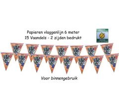 Oranje Vlaggenlijn Holland - Vlaggetjes Met Leeuw - Papier - 36 meter