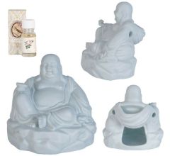 Arowell - Dikbuik buddha geurbrander - inclusief een flesje Geurolie Aromatic - 10 ml