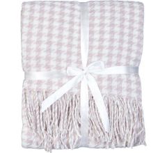 Clayre & Eef Plaid 130x150 cm roze wit blokjes