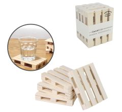Onderzetters Mini Pallet Hout 10 cm Set Van 8
