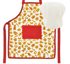 Kerstschort Voor Kinderen Incl. Koksmuts - 50 x 59 cm - 4 - 9 Jaar - 100% Katoen