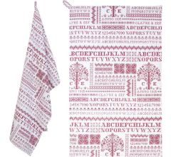 Clayre & Eef - Theedoek Keukendoek - Met kruissteek patroon - Rood - 50 x 85 cm - 3 stuks