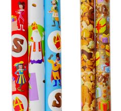 Sinterklaas cadeaupapier - Inpakpapier pakket 5 rollen &amp; naametiketten
