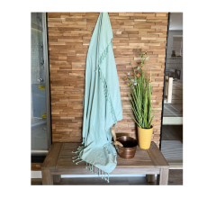 XL Hamamdoek Pestemal Fouta - 130 x 180 cm - 100% Katoen - Uni Faded Mint