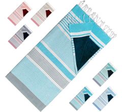 Arowell strandlaken - Trendy strandhanddoek - Slim ontwerp - 2 lagen bescherming tegen zandhitte - 