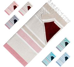 Arowell strandlaken - Trendy strandhanddoek - Slim ontwerp - 2 lagen bescherming tegen zandhitte - 