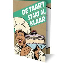 Feest, De Taart Staat Al Klaar - 6 Dubbele Uitnodigingen Met Envelop