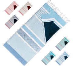 Arowell strandlaken - Trendy strandhanddoek - Slim ontwerp - 2 lagen bescherming tegen zandhitte - 