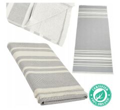 Heren Fouta, Hamamdoek, Strandhanddoek, Saunadoek - Naturel &amp; Grijs - 80cm x 180cm