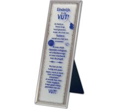 Decoratieve spiegel met tekst: EINDELIJK in de VUT!