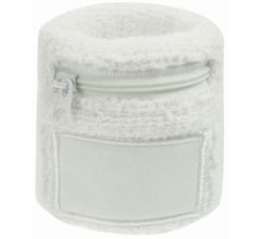 Benza Pols zweetbandjes met opbergvakje en rits - Wit 6 cm - 2 stuks