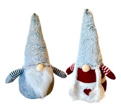 Kerst Gnome Kerst Gnoom Kerstkabouter - 22 x 6 cm - Rood Grijs - 2 Stuks