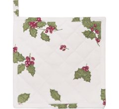 Clayre & Eef - Katoenen - Pannenlap - 20 x 20 cm - Kerst - Hulst en besjes