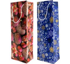 Kerst Wijn Verpakking Wijntas - Wijnzak - 12 x 36 x 8 cm - 2 Stuks - Design-1