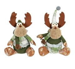 Decoratie Rendier Kerst Rendierduo Deurstopper 15 x 22 x 28 cm - Set van 2