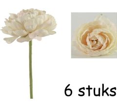 Ranonkel Novella kunstbloemen Licht Créme Roze - 34 cm - 6 Stuks