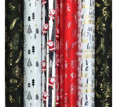 CHAMONIX Metallic assortiment cadeaupapier inpakpapier voor kerstmis - 150 x 70 cm - 6 rollen