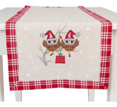 Clayre &amp; Eef Tafelloper uiltjes - Kerst - 40 x 120 cm