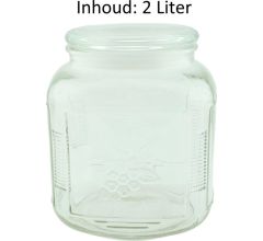 Glazen Voorraadpot 2 Liter - Druiven Motief - luchtdicht deksel - Ø 14 X 17 CM