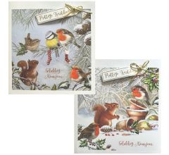 8 Luxe Handmade Gevouwen Kerstkaarten Met Enveloppen  - Met Glitter en Folie - Design 1