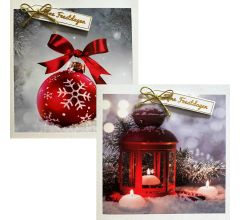 8 Luxe Handmade Gevouwen Kerstkaarten Met Enveloppen  - Met Glitter en Folie - Design 2